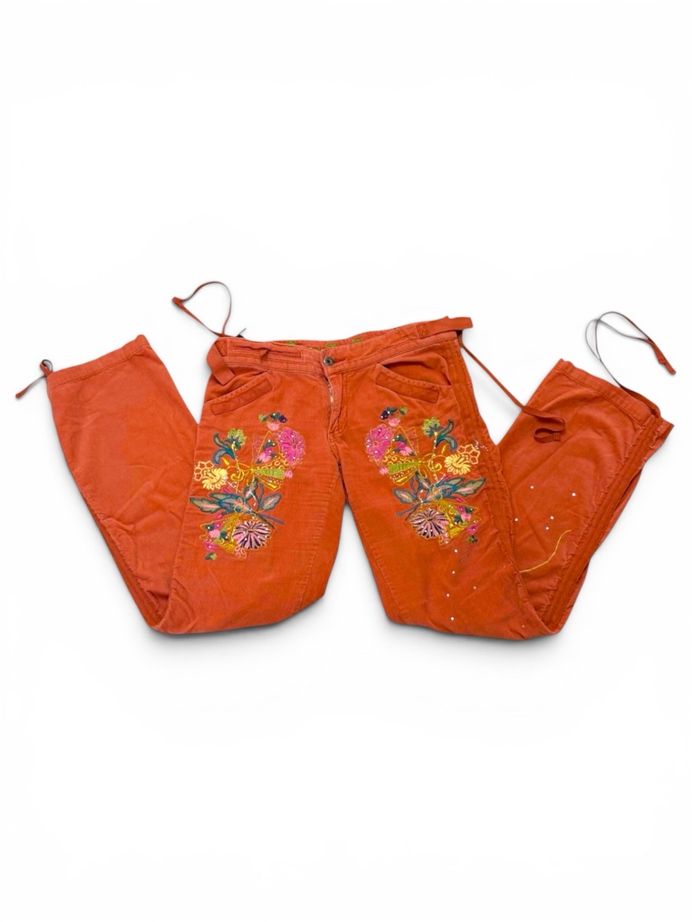Y2K Miss Me Embroidered Corduroy Low Rise Pants